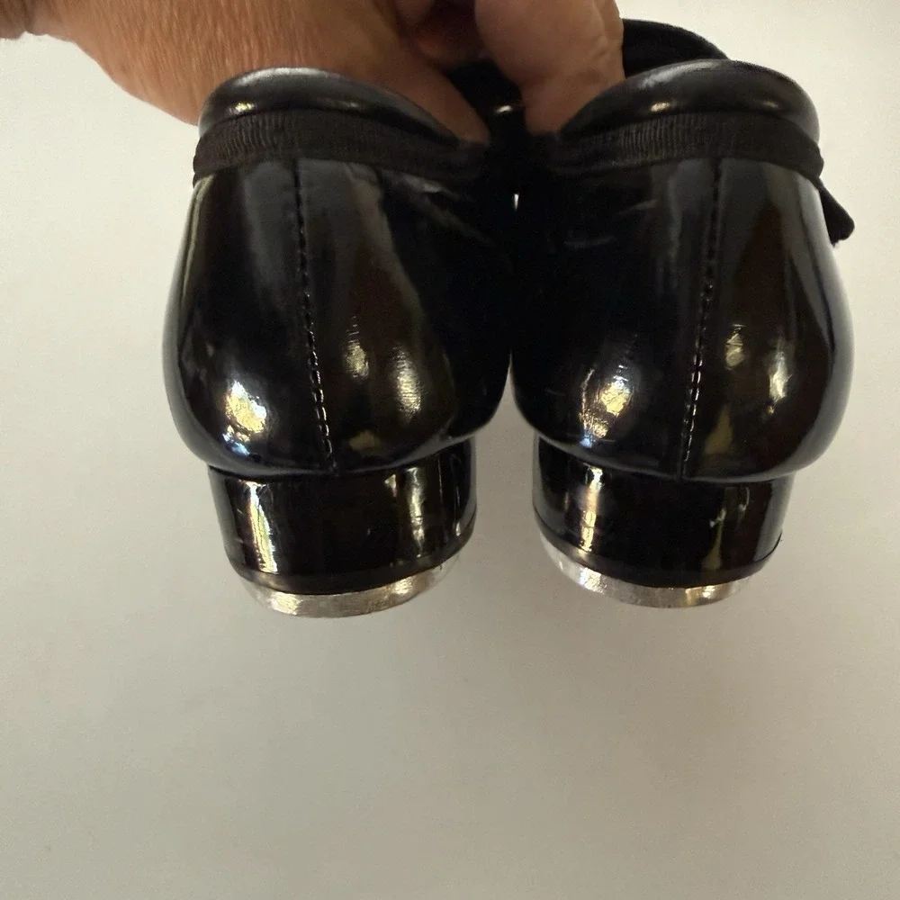 Girls Patent Leather Black Tap Dance Shoes Mary Jane 13C